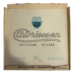 Niederländisches Miniatur-Zierflieschen mit Windmühle, Blaumalerei, mit Originalschachtel A. Driessen Rotterdam, um 1950/60