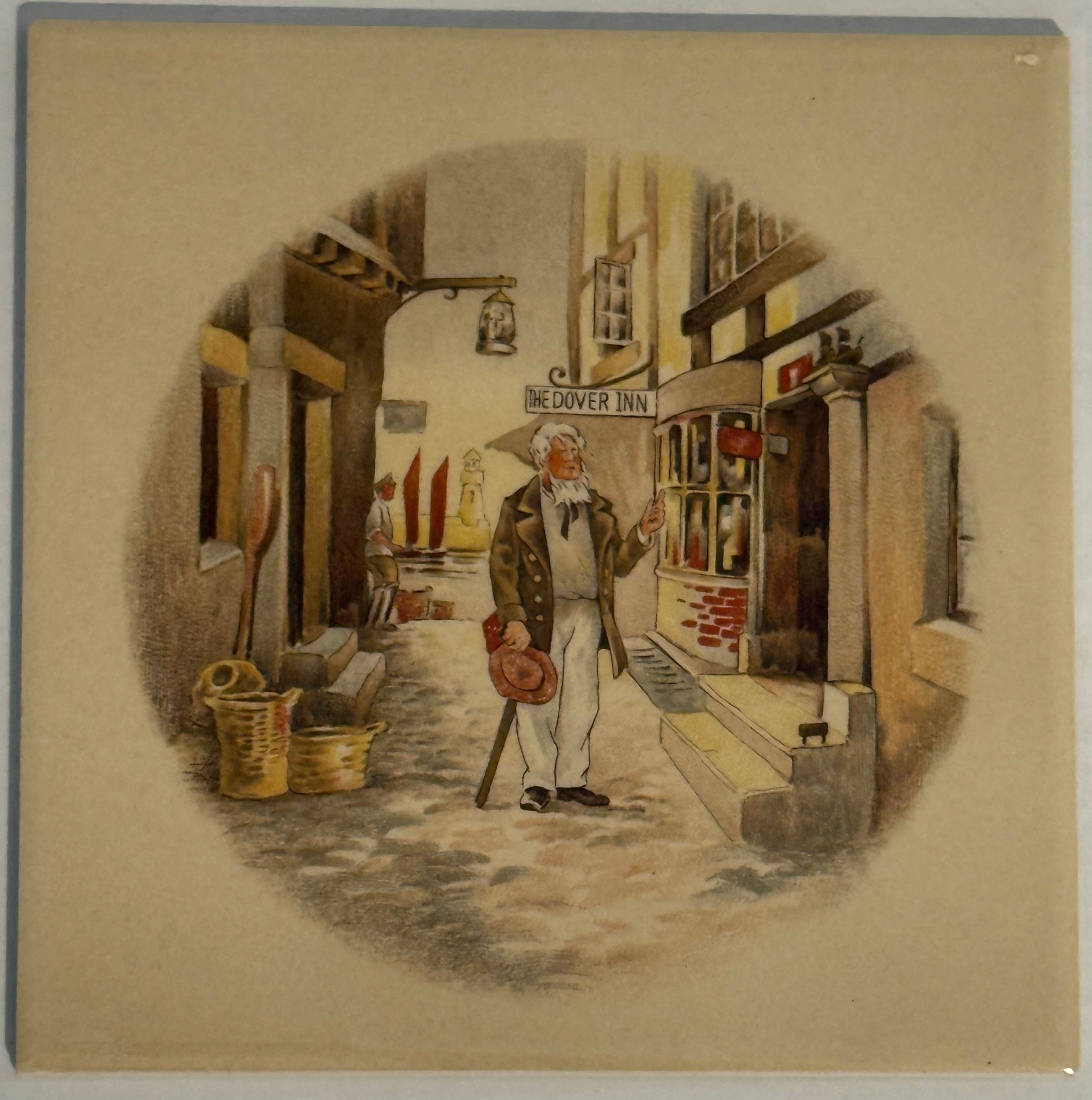 Historische englische Motivfliese mit dem Wirtshausschild „The Dover Inn"